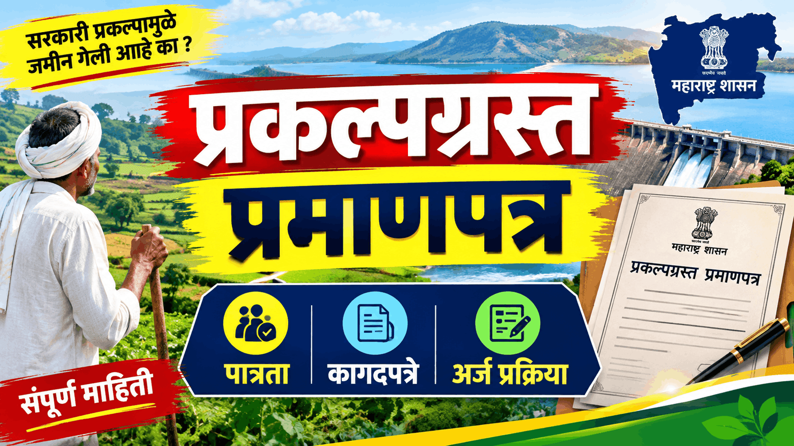 प्रकल्पग्रस्त-धरणग्रस्त-प्रमाणपत्र कसे काढावे-Prakalpgrast Pramanpatra -Dharangrast Certificate How to Apply 2026