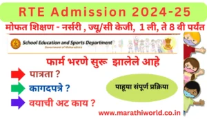 आरटीई प्रवेश 2024-25 ऑनलाईन अर्ज भरणे सुरु, पहा वयोमर्यादा, पात्रता, अर्ज कसा करावा ? RTE admission Maharashtra 2024-25 ?